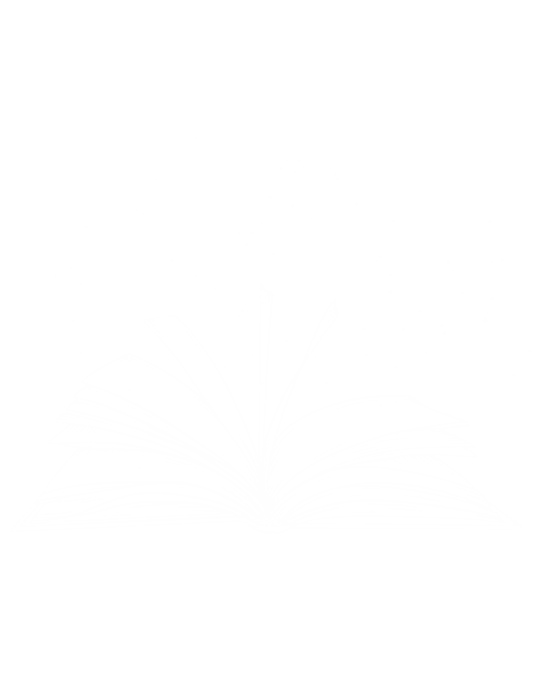 Grafische Darstellung eines aufgeschlagenen Buches über dessen Seiten winzige Sterne wirbeln.